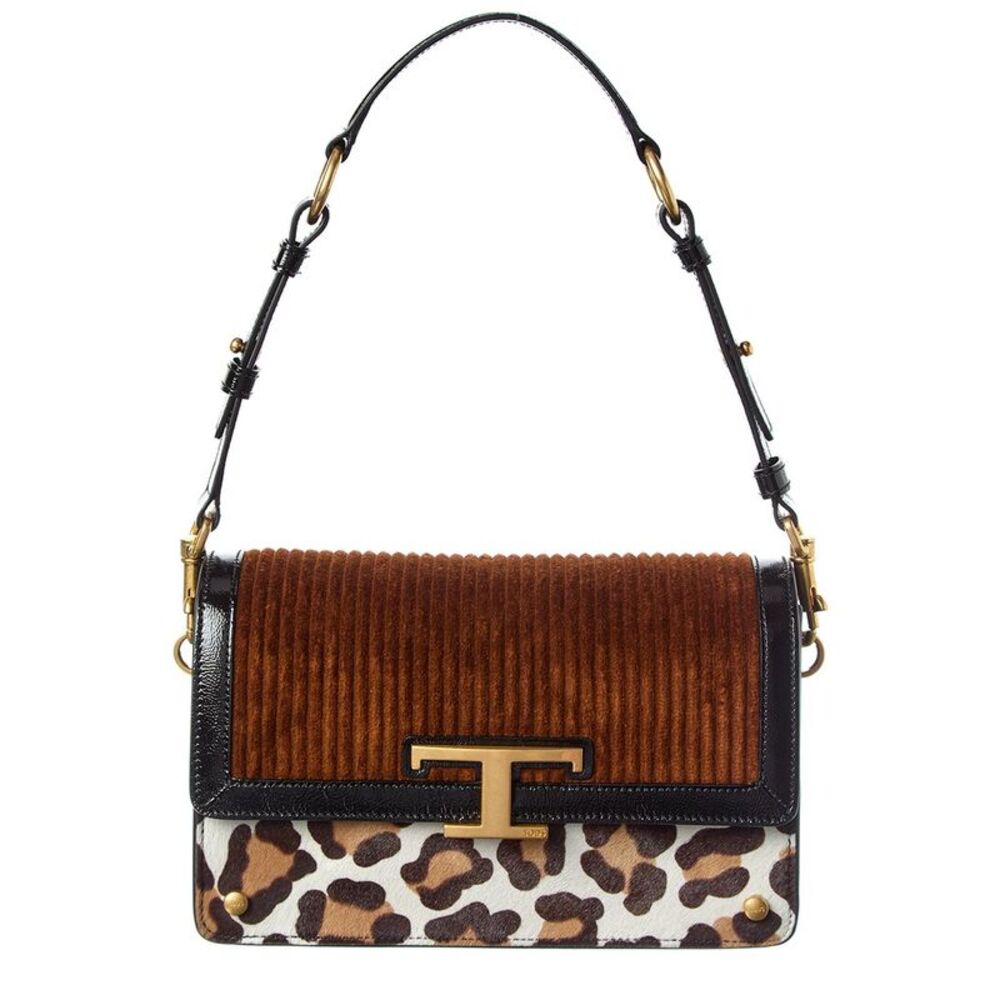 Tod’S Leather & Haircalf Shoulder Bag, Brown